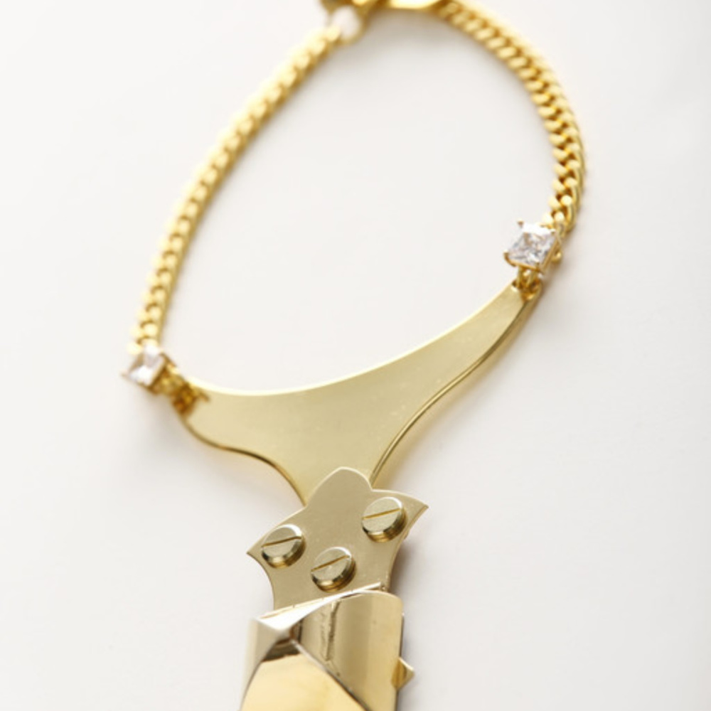 Polished Gold-Tone Sculptural Pendant Necklace - Women's Jewelry